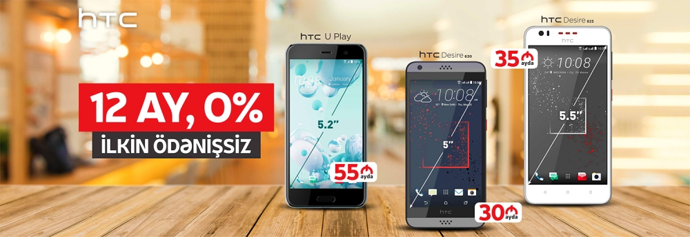 SEÇİLMİŞ HTC MODELLƏRİ İLKİN ÖDƏNİŞSİZ VƏ 12 AY FAİZSİZ!