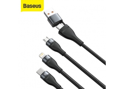 Baseus USB A/C↔M+IP+C Kabel 1.2M FLASH Gray
