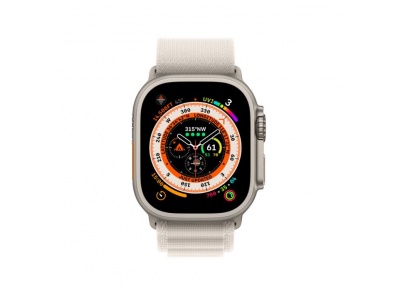 Apple Watch Ultra 49mm Titanium Case, Starlight Alpine Loop Band (M Size) +Cellular  (MQFR3GK/A)