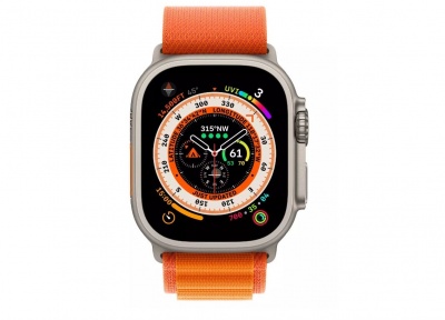 Apple Watch Ultra 49mm Titanium Case, Orange Alpine Loop Band (M Size) +Cellular  (MQFL3GK/A)