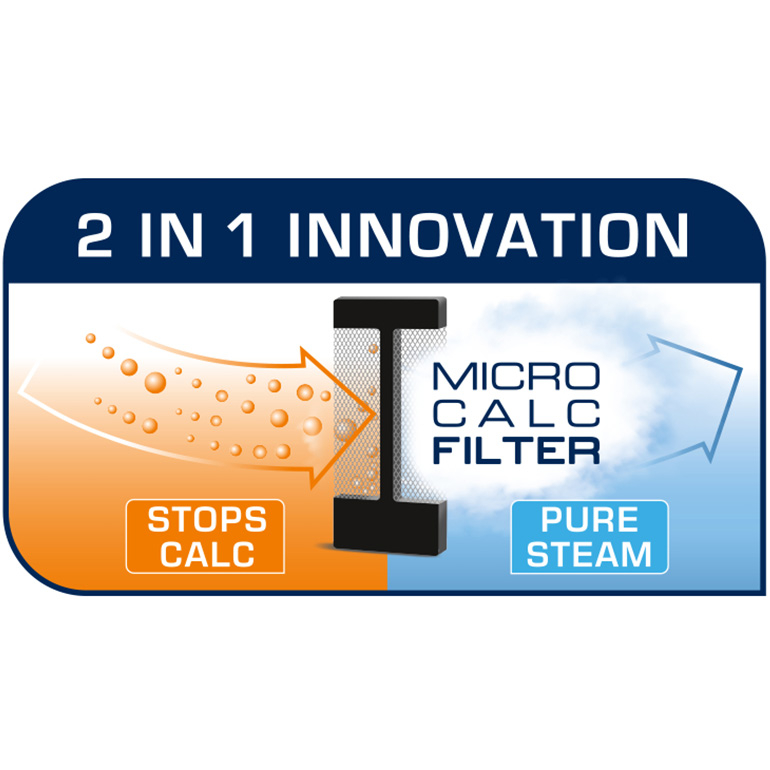 Özəl 2-si 1-də Micro-Ərp Filteri: Paltarlardakı ərp ləkələrinə son vermək üçün 100% filterlənmiş buxar çıxışını təmin edir